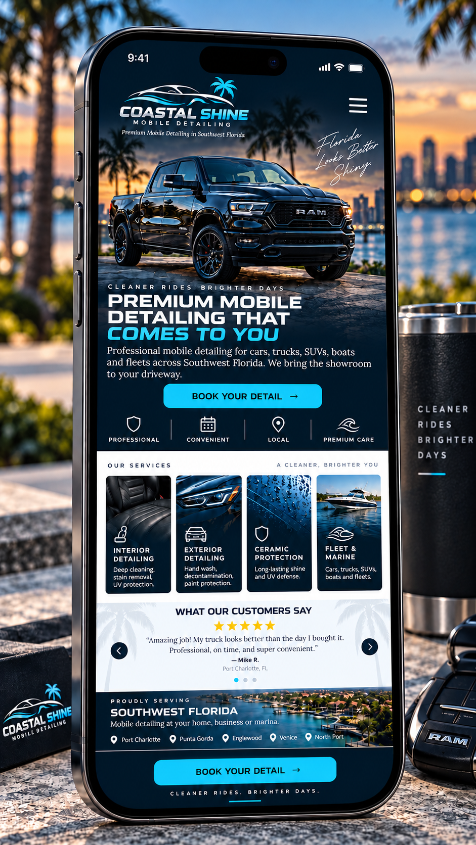 Coastal Shine mobile website design by AdMuse Agency
