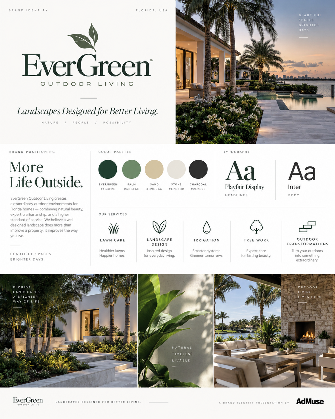 Evergreen landscaping brand identity concept by AdMuse Agency